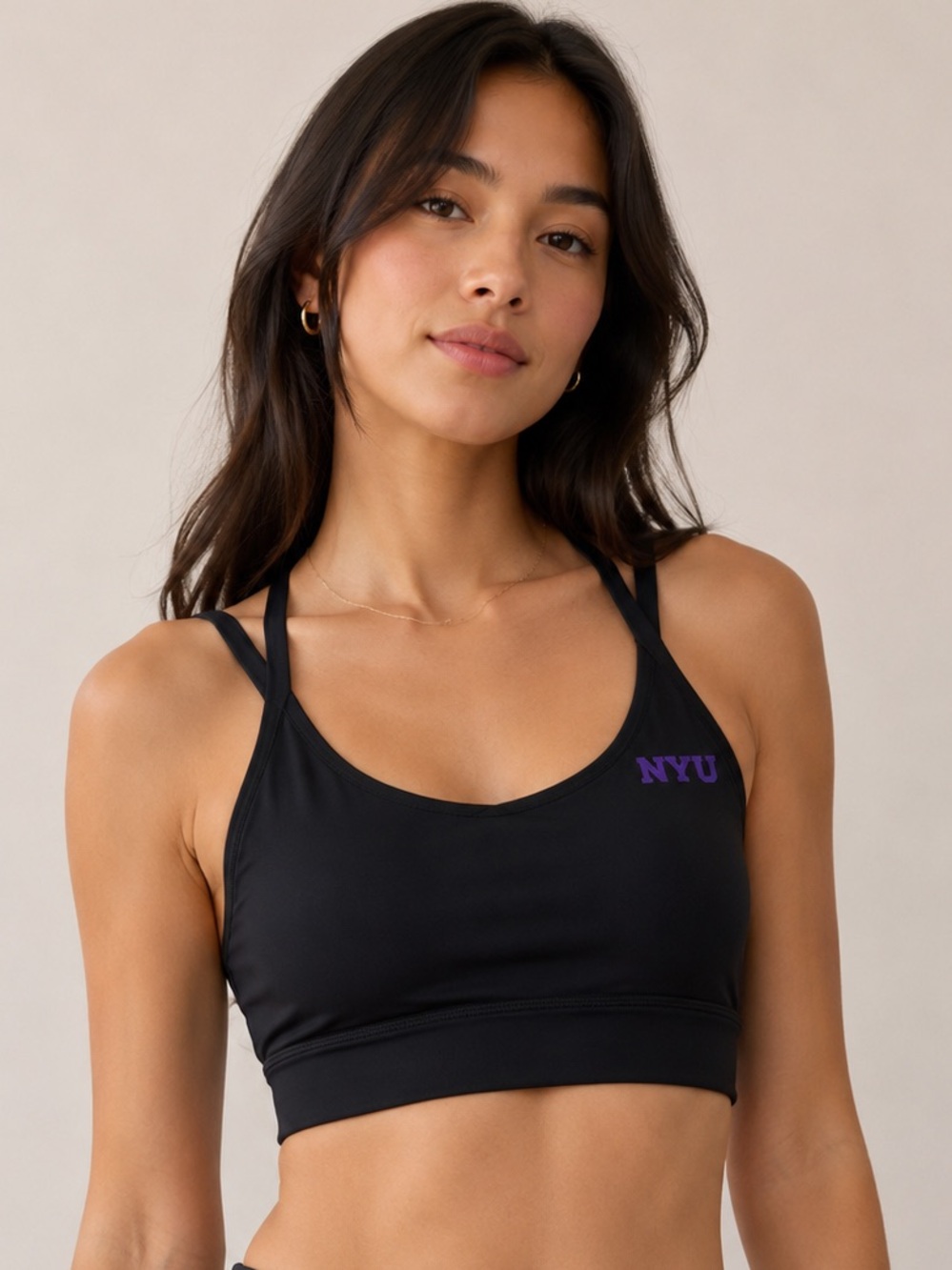 lululemon athletica Black Sports Bra with Purple NYU Logo